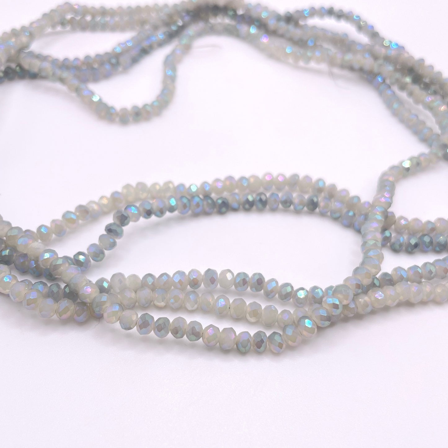 Grey AB Glass Rondelle Beads 4mm