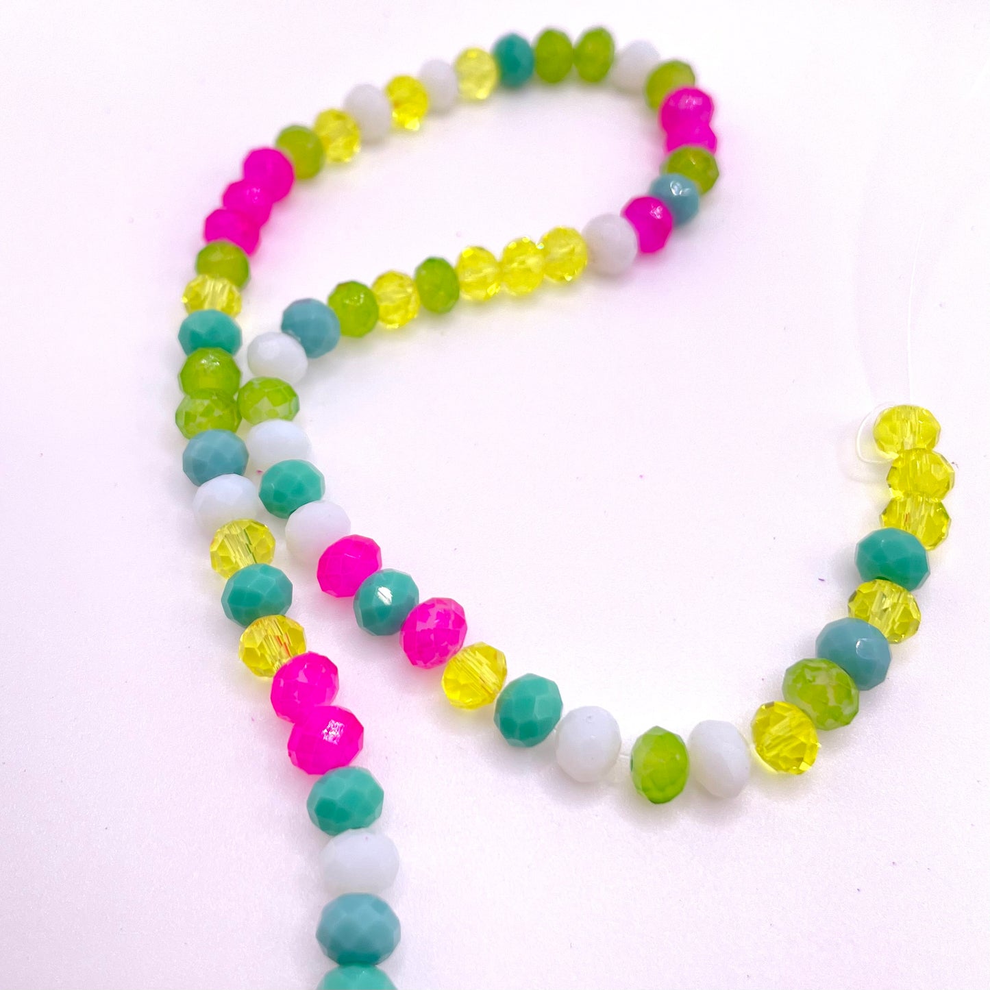 Green Turquoise Fuchsia & White Combined Colors Glass Rondelle Beads 4mm 6mm 8mm