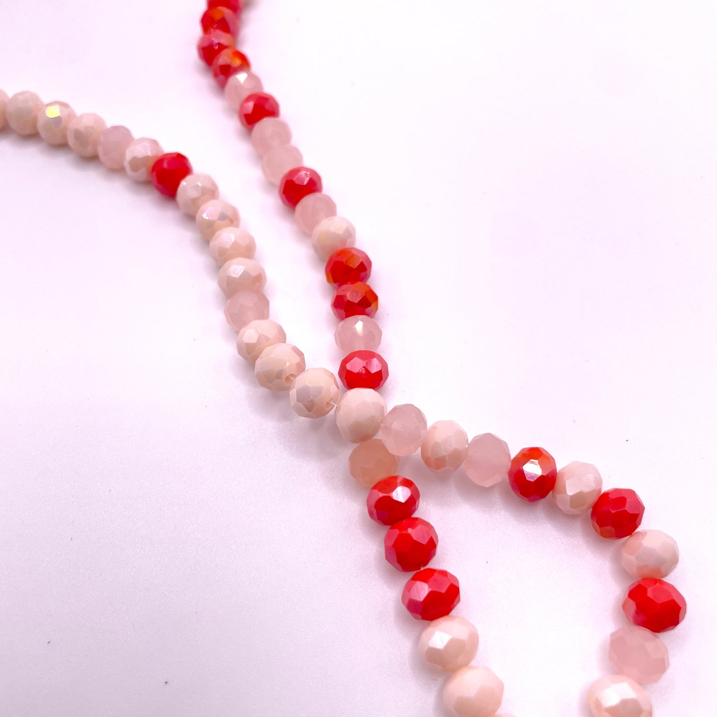 Red & White Shades Glass Rondelle Beads 4mm 6mm 8mm