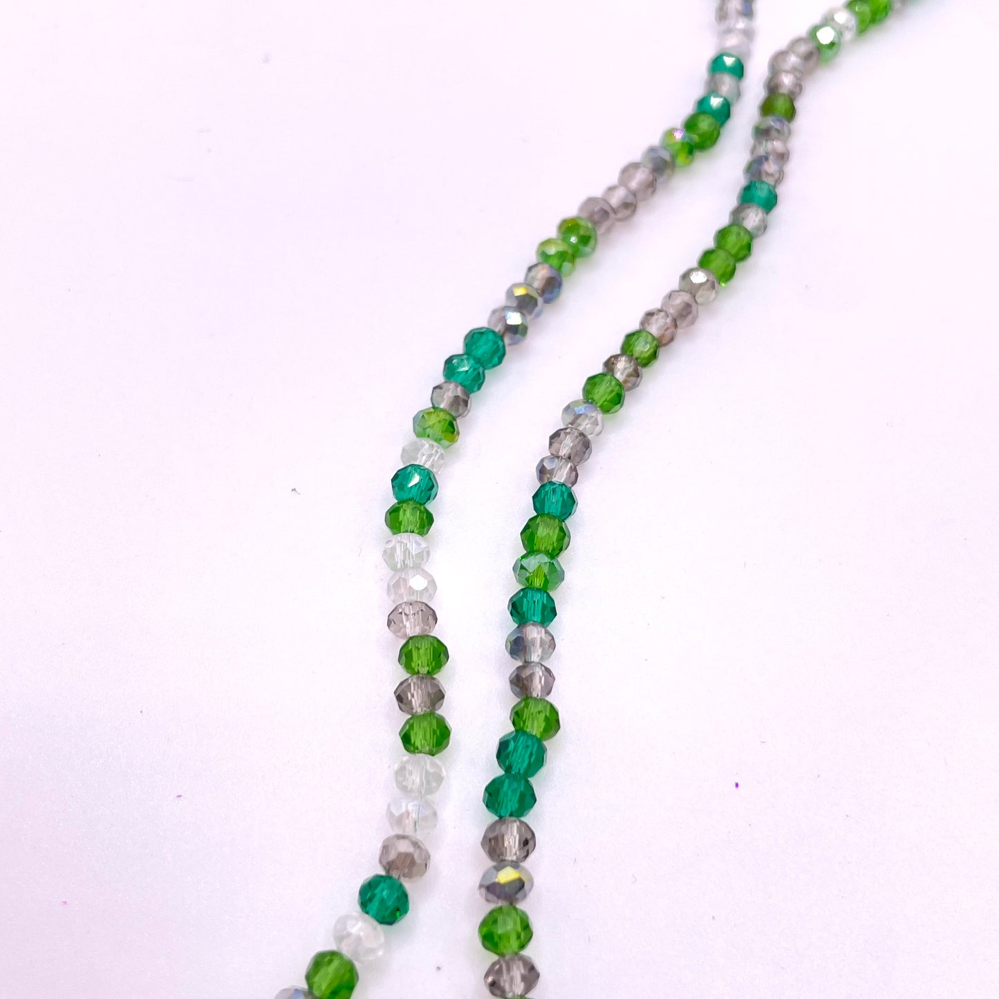 Clear Green & Grey Shades Glass Rondelle Beads 4mm 6mm 8mm
