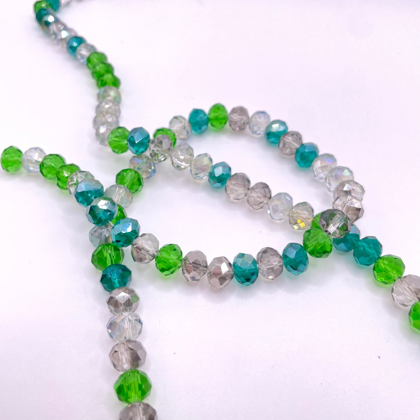 Clear Green & Grey Shades Glass Rondelle Beads 4mm 6mm 8mm