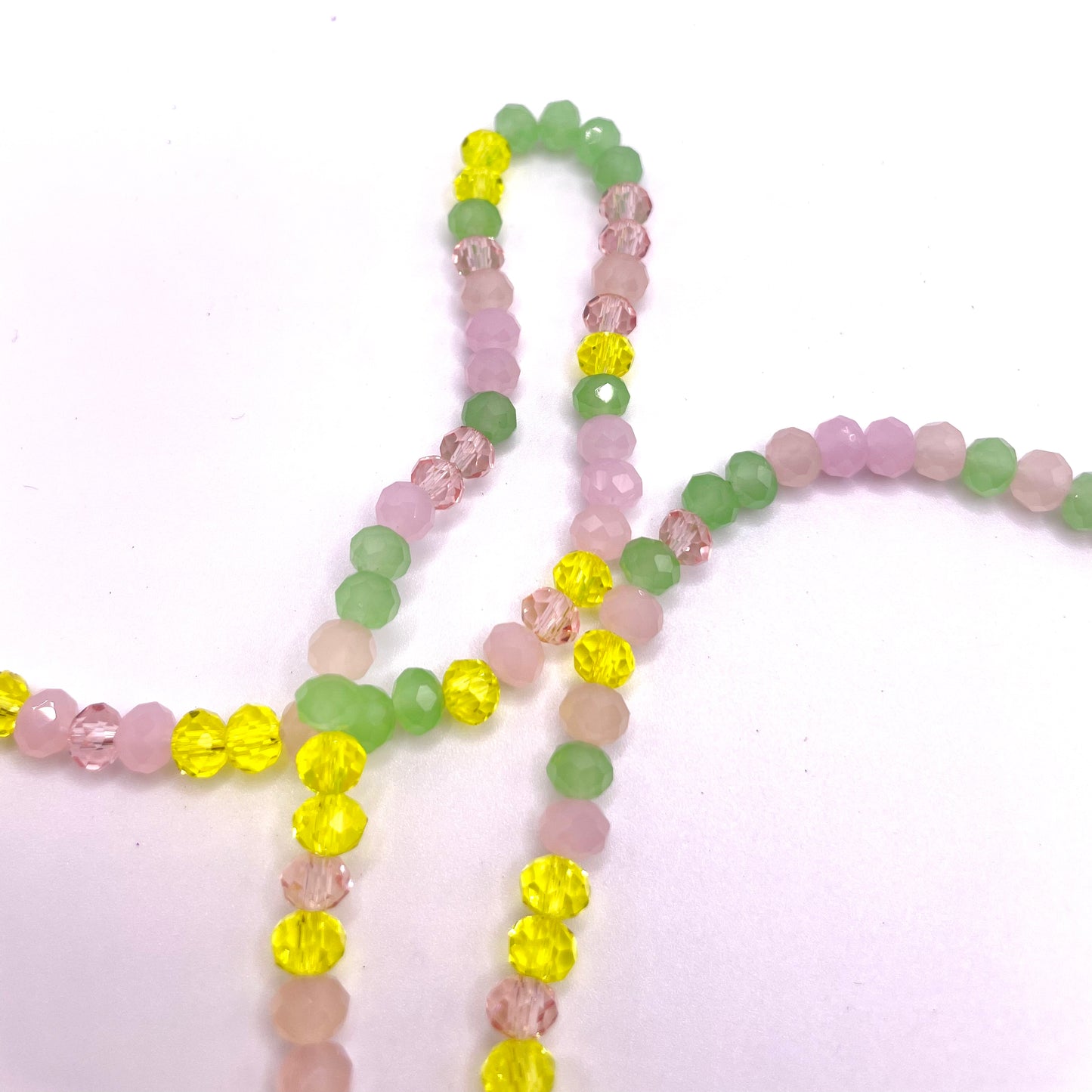 Pink Yellow & Green Glass Rondelle Beads 4mm 6mm 8mm