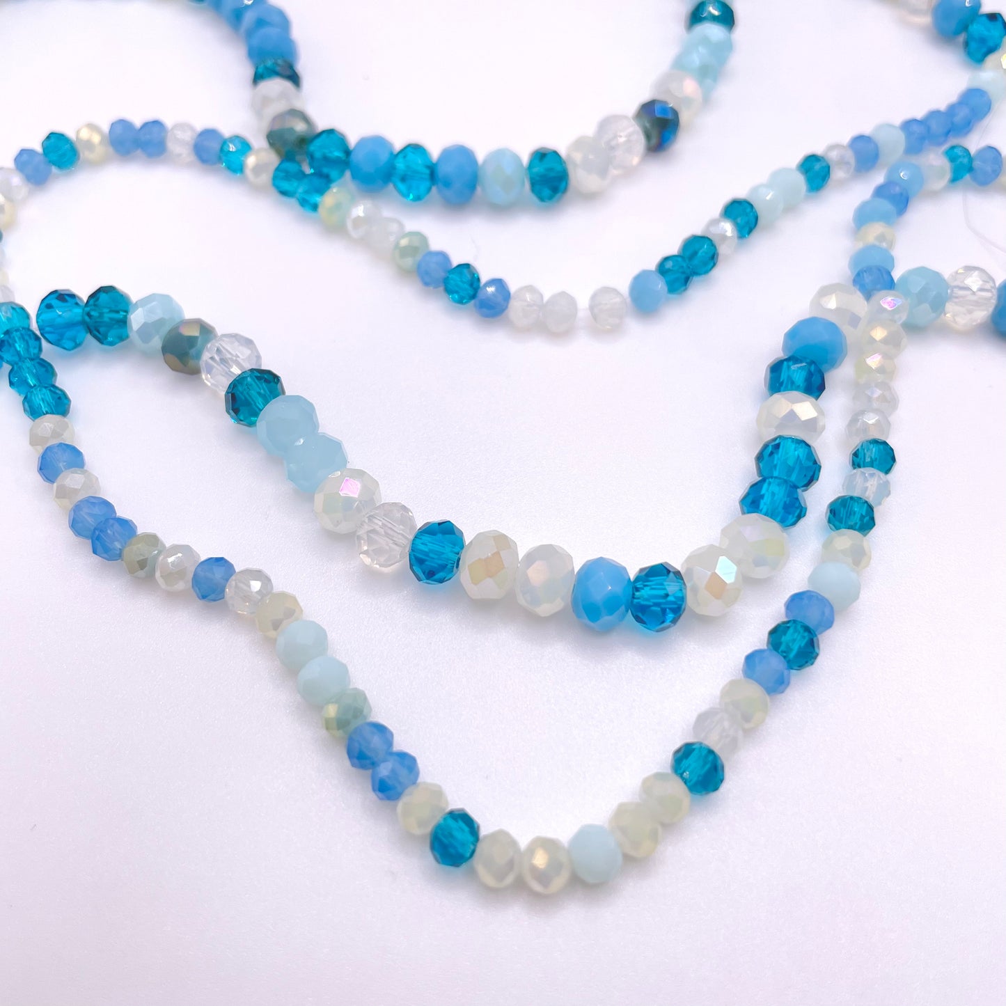 Shades of Blue Glass Rondelle Beads 4mm 6mm