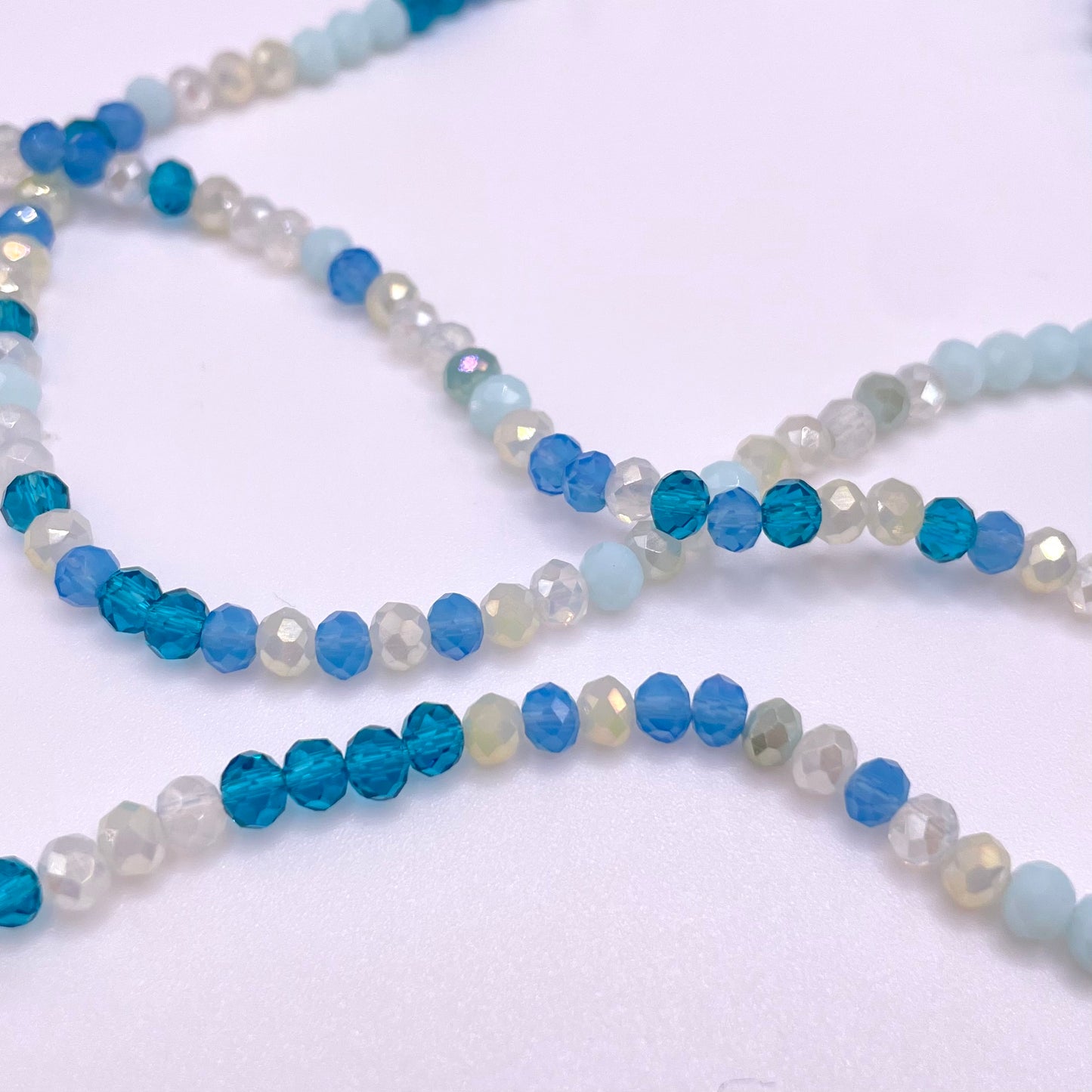 Shades of Blue Glass Rondelle Beads 4mm 6mm