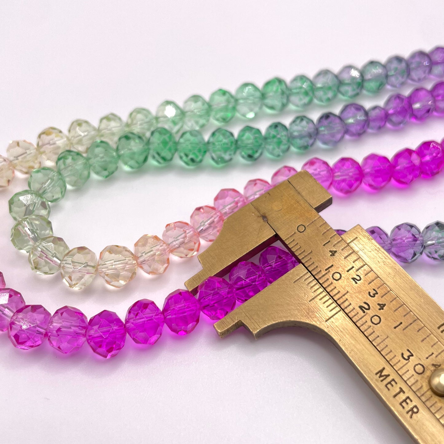 Fushia Green & Yellow Ombre Effect Glass Rondelle Beads 4mm 6mm 8mm