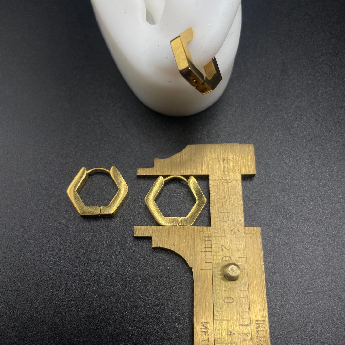 Thick Hexagon shaped Stainless Steel Huggies