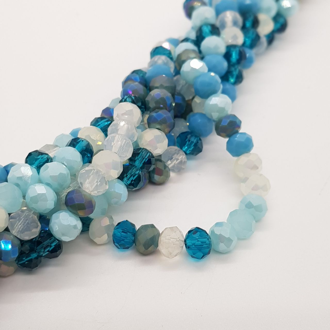 Shades of Blue Glass Rondelle Beads 4mm 6mm