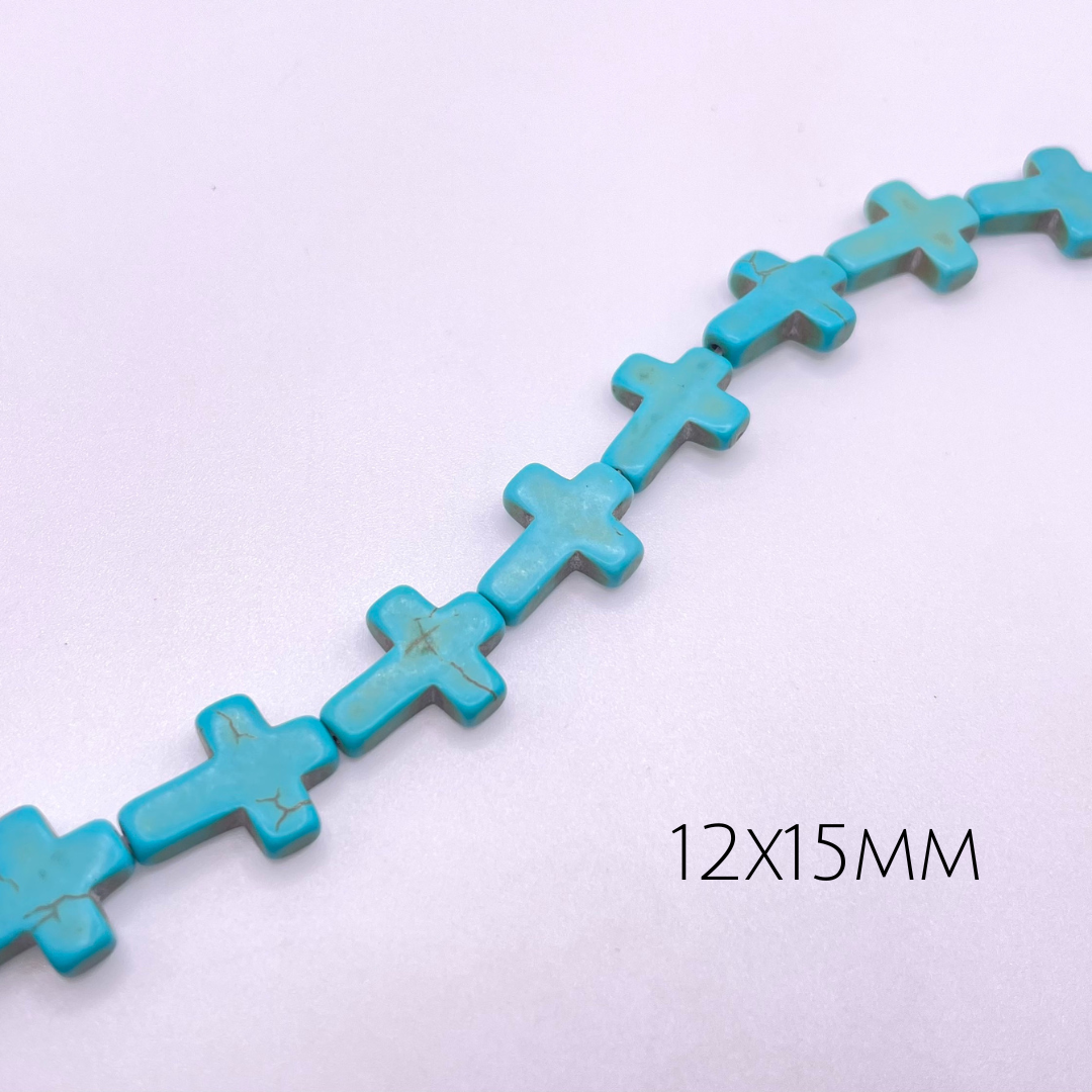 Turquoise Cross Beads Magnesite Turquoise for Jewelry Making Turquoise Handmade Jewelry Blue Turquoise Religious Jewelry Christian Jewelry