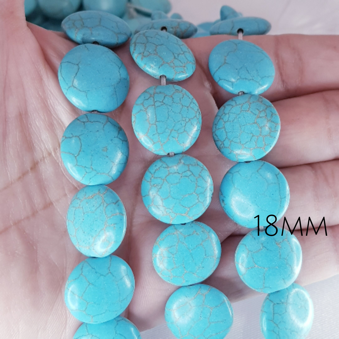 25 -18mm Blue Turquoise Coin Beads Turquoise for Jewelry Making Magnesite Turquoise Beads Natural Turquoise Stone Genuine Turquoise Beads