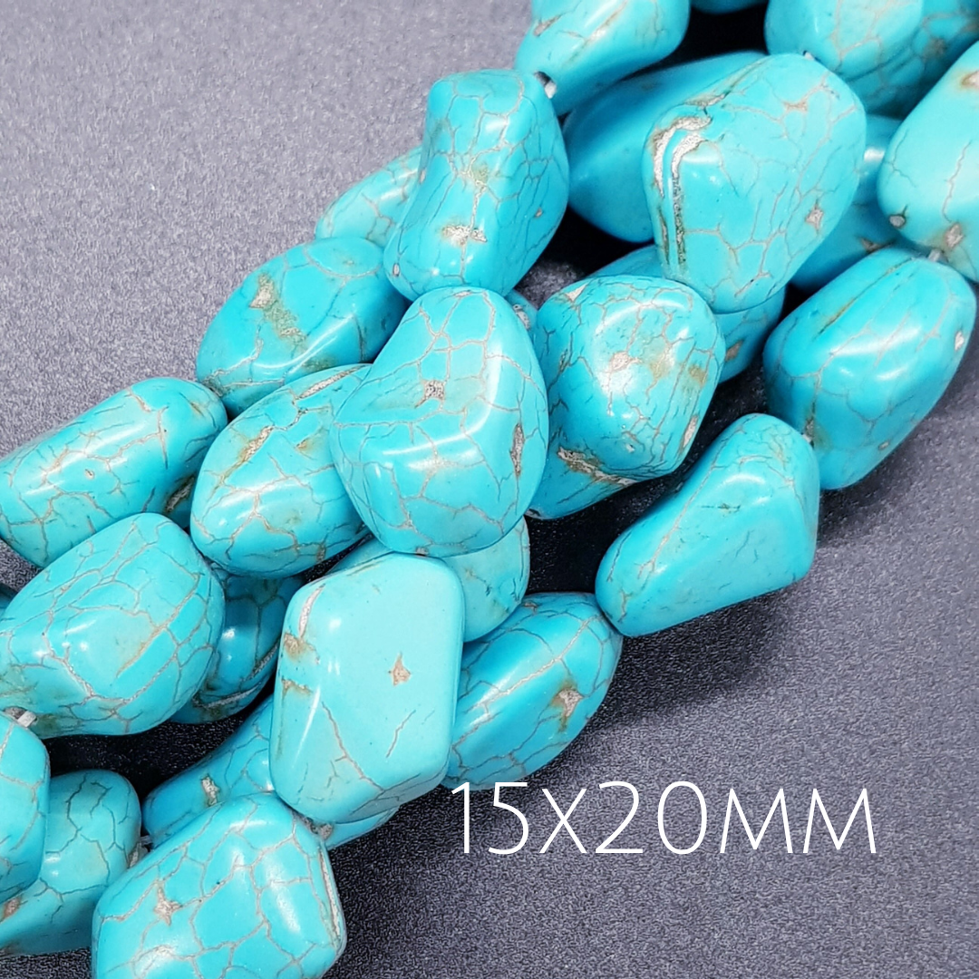 Turquoise Beads Magnesite Turquoise Stone Turquoise for Jewelry Making 15x20mm & 10x12mm Turquoise Rock Beads Potato Shape Beads