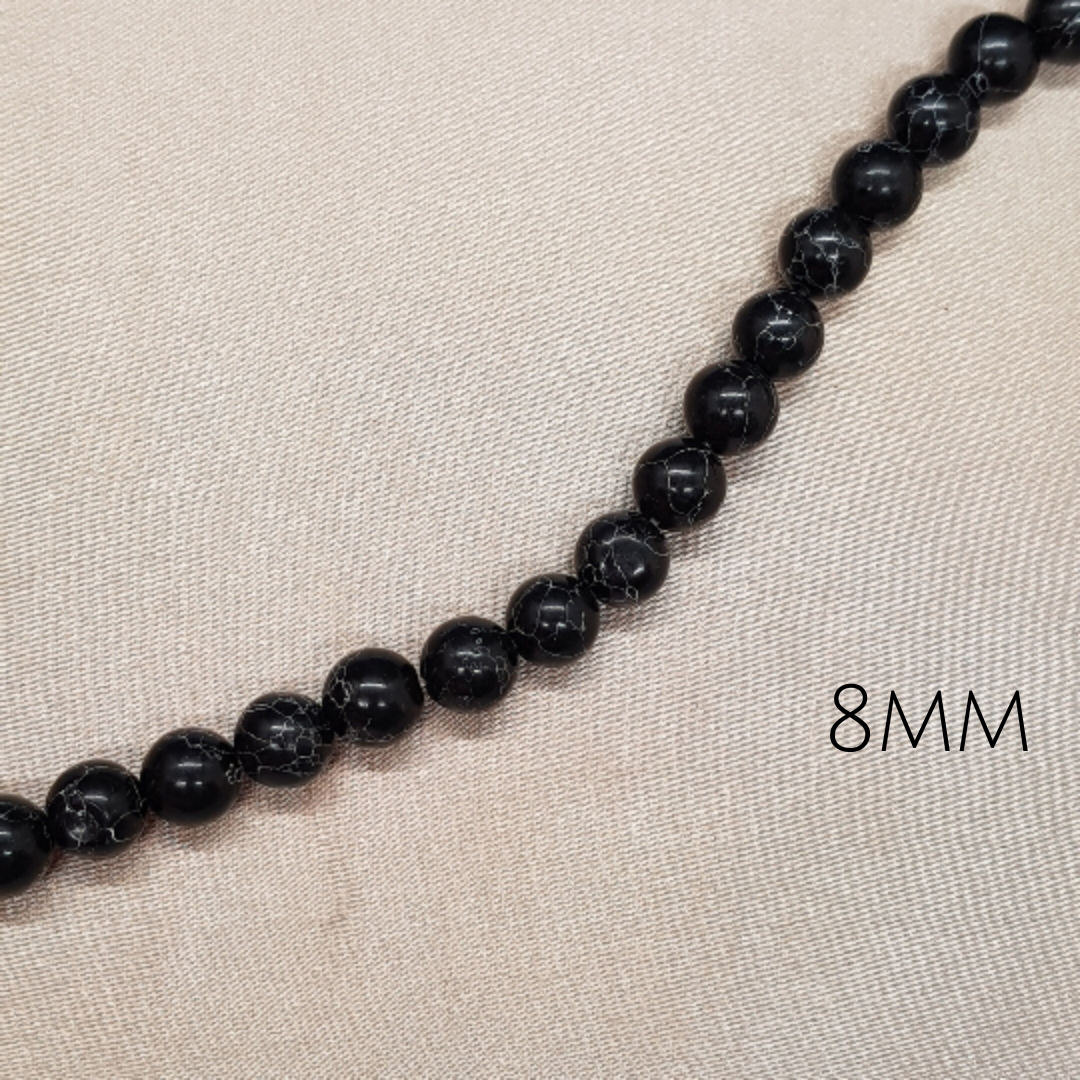 6mm-8mm Magnesite Black Beads Black Turquoise Beads for Jewelry Making Turquiose Beads for Man Jewelry Dopals Beads Black and White Jewelry