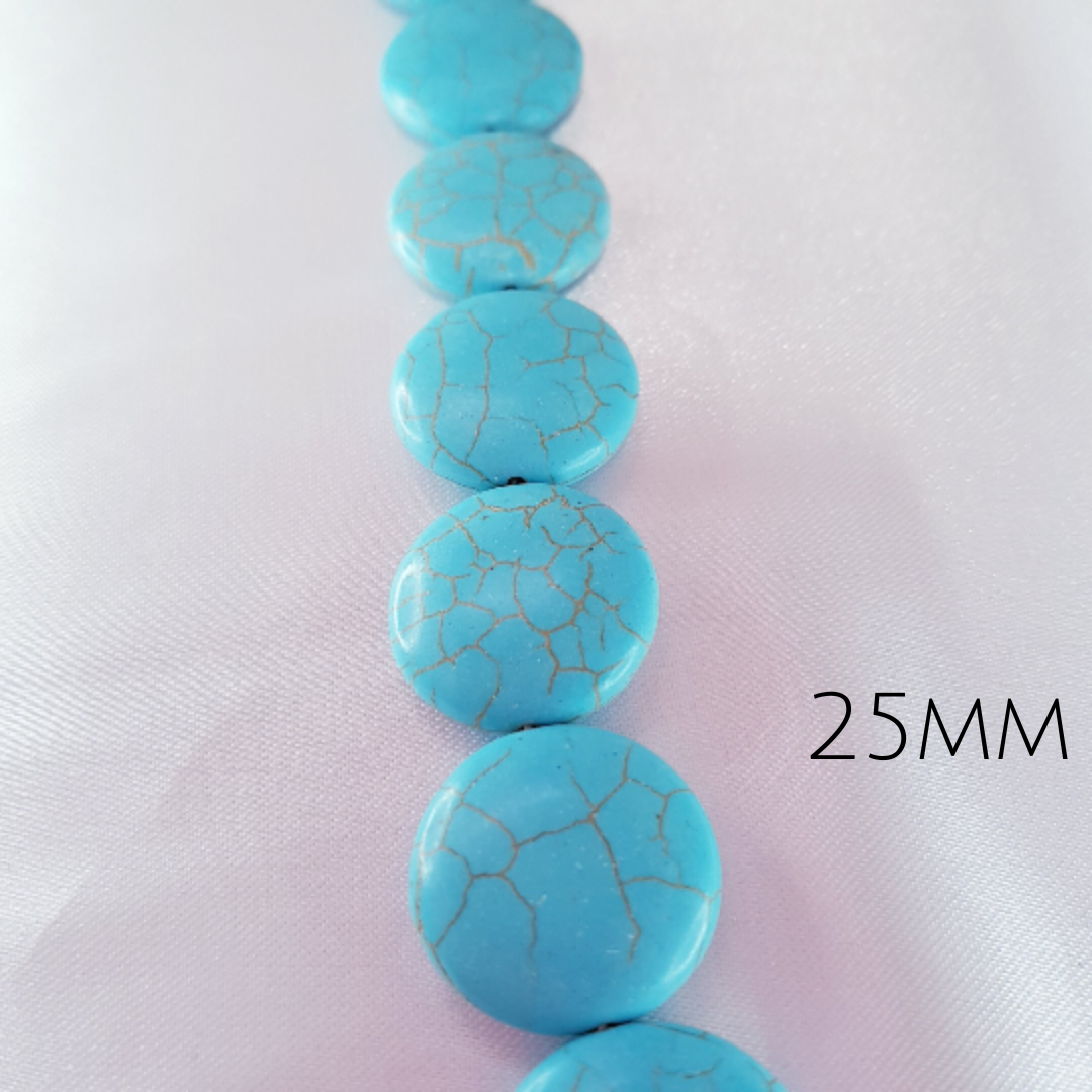 25 -18mm Blue Turquoise Coin Beads Turquoise for Jewelry Making Magnesite Turquoise Beads Natural Turquoise Stone Genuine Turquoise Beads