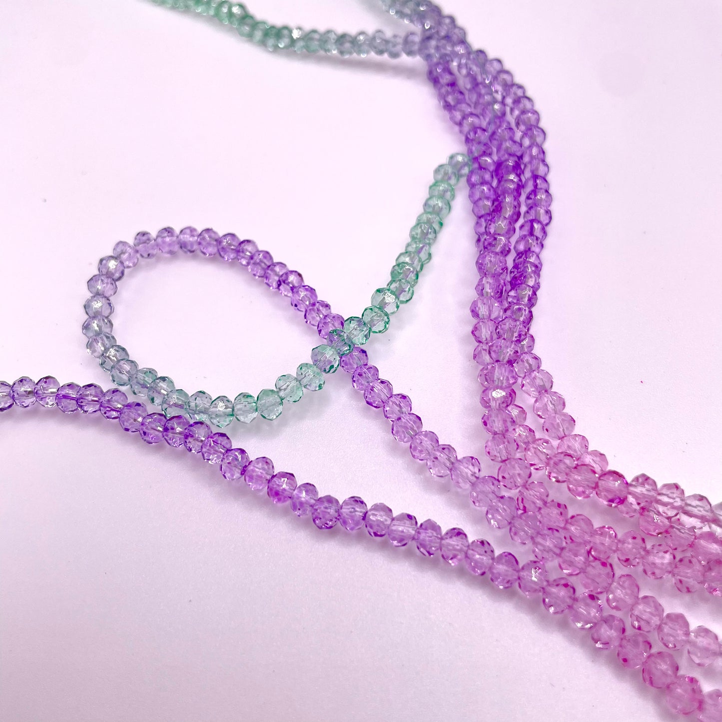 Pink Purple & Green Ombre Effect Glass Rondelle Beads 4mm 6mm 8mm