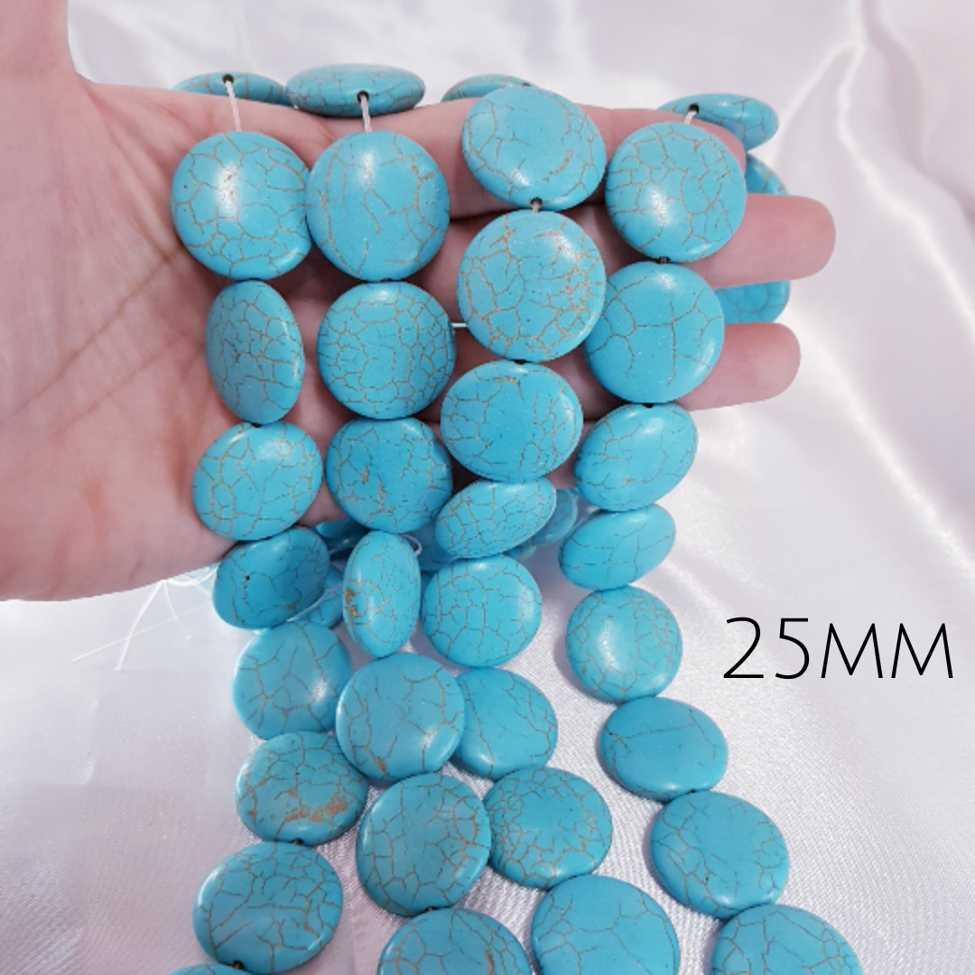 25 -18mm Blue Turquoise Coin Beads Turquoise for Jewelry Making Magnesite Turquoise Beads Natural Turquoise Stone Genuine Turquoise Beads