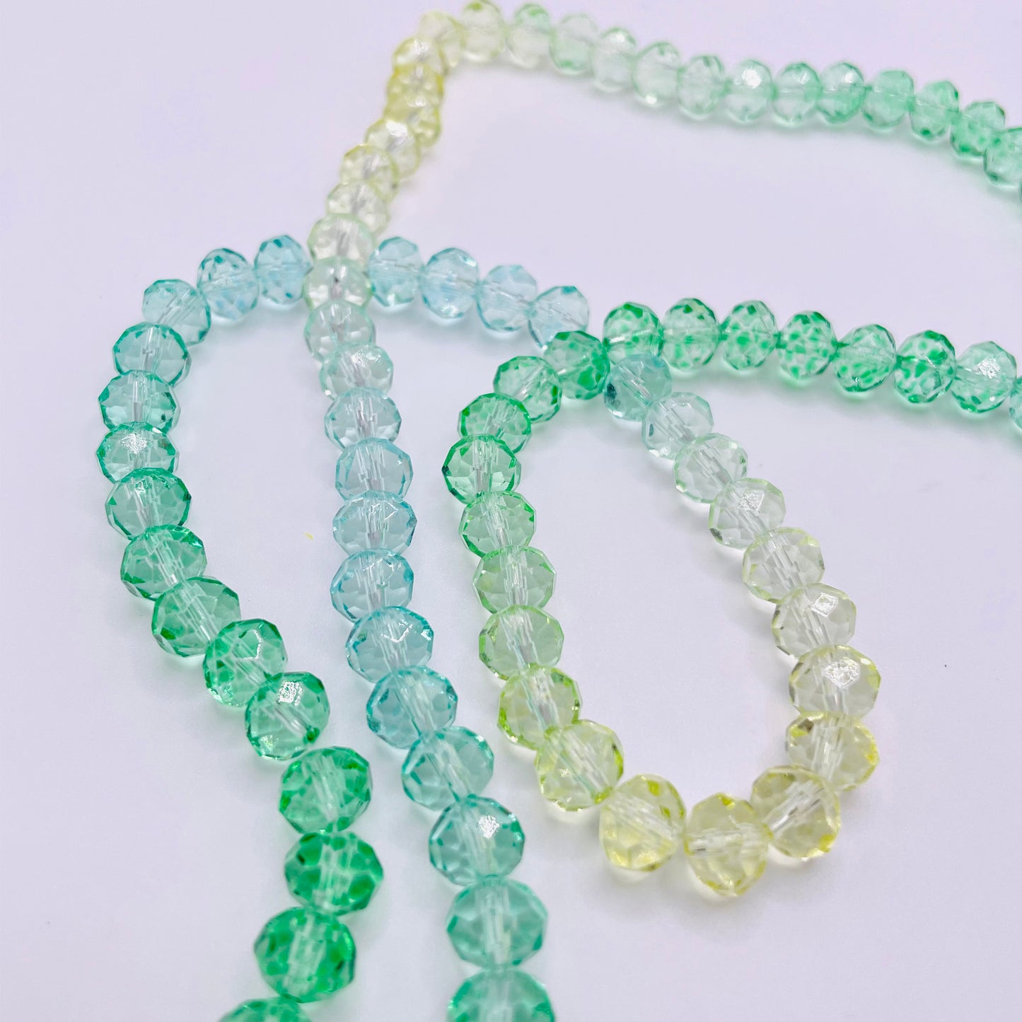 Yellow Blue & Green Ombre Effect Glass Rondelle Beads 4mm 6mm 8mm