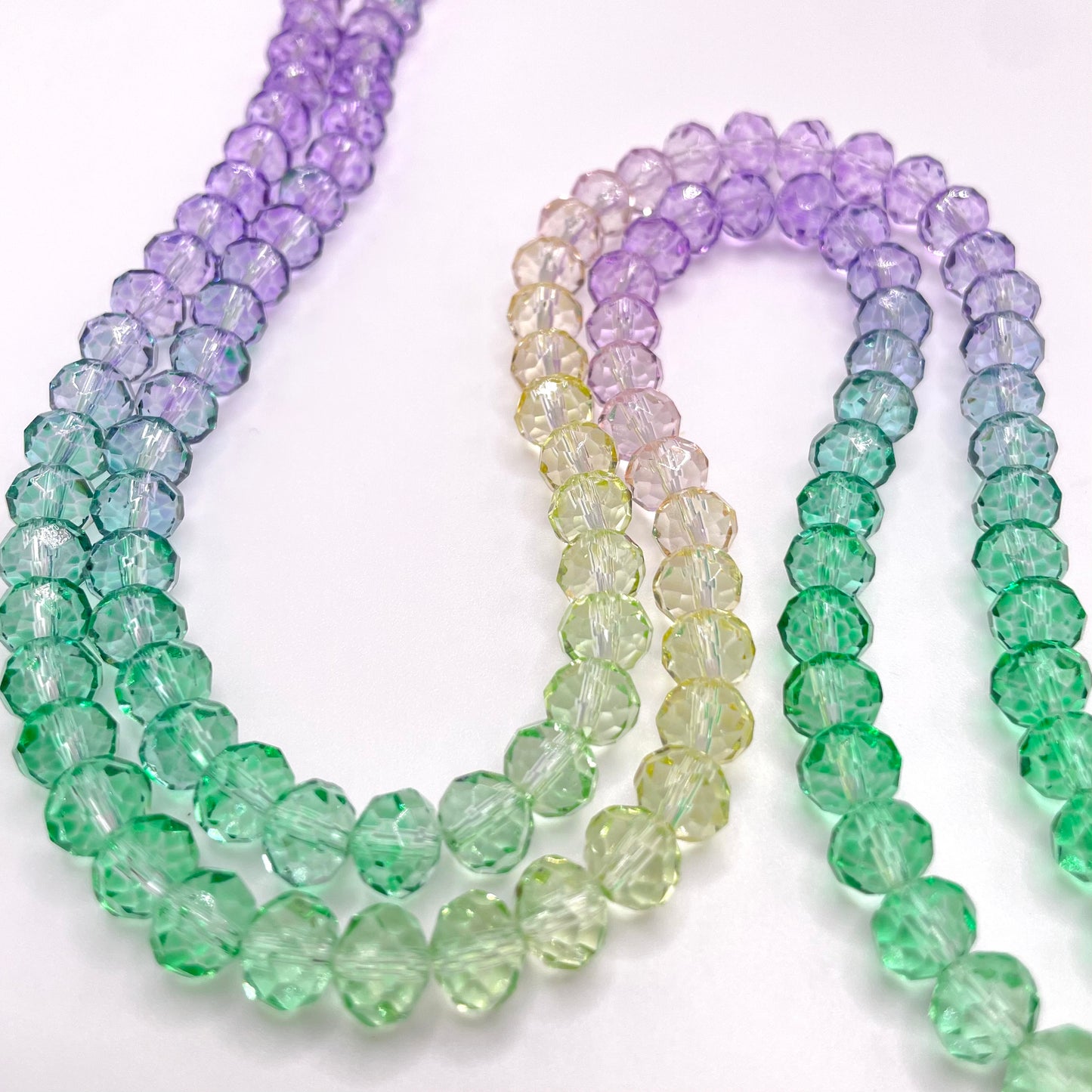 Purple Green & Yellow Ombre Effect Glass Rondelle Beads 4mm 6mm 8mm