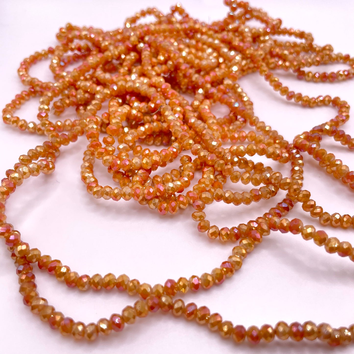 Orange Gold Color Glass Rondelle Beads 4mm