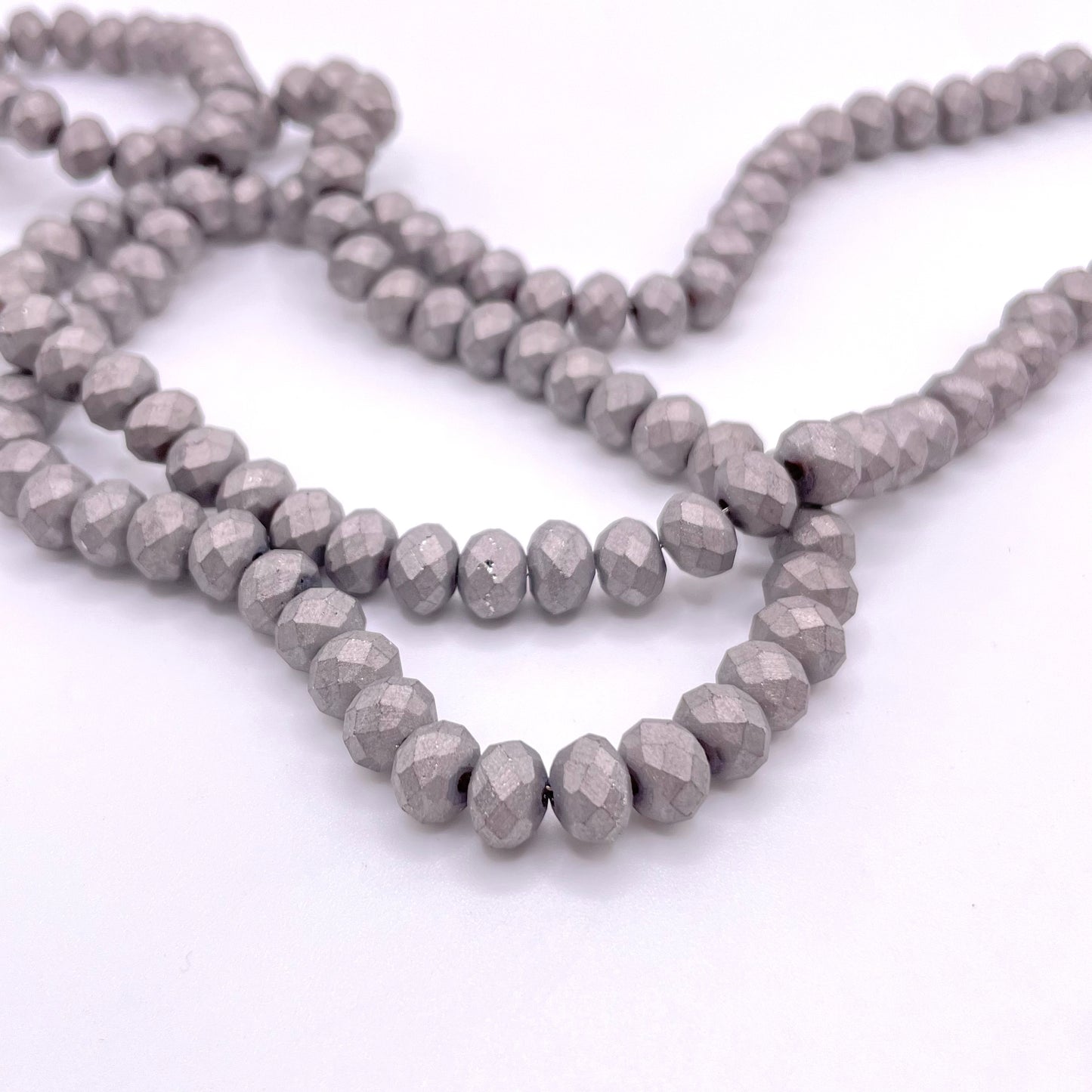 Grey Stone Color Glass Rondelle Beads 8mm