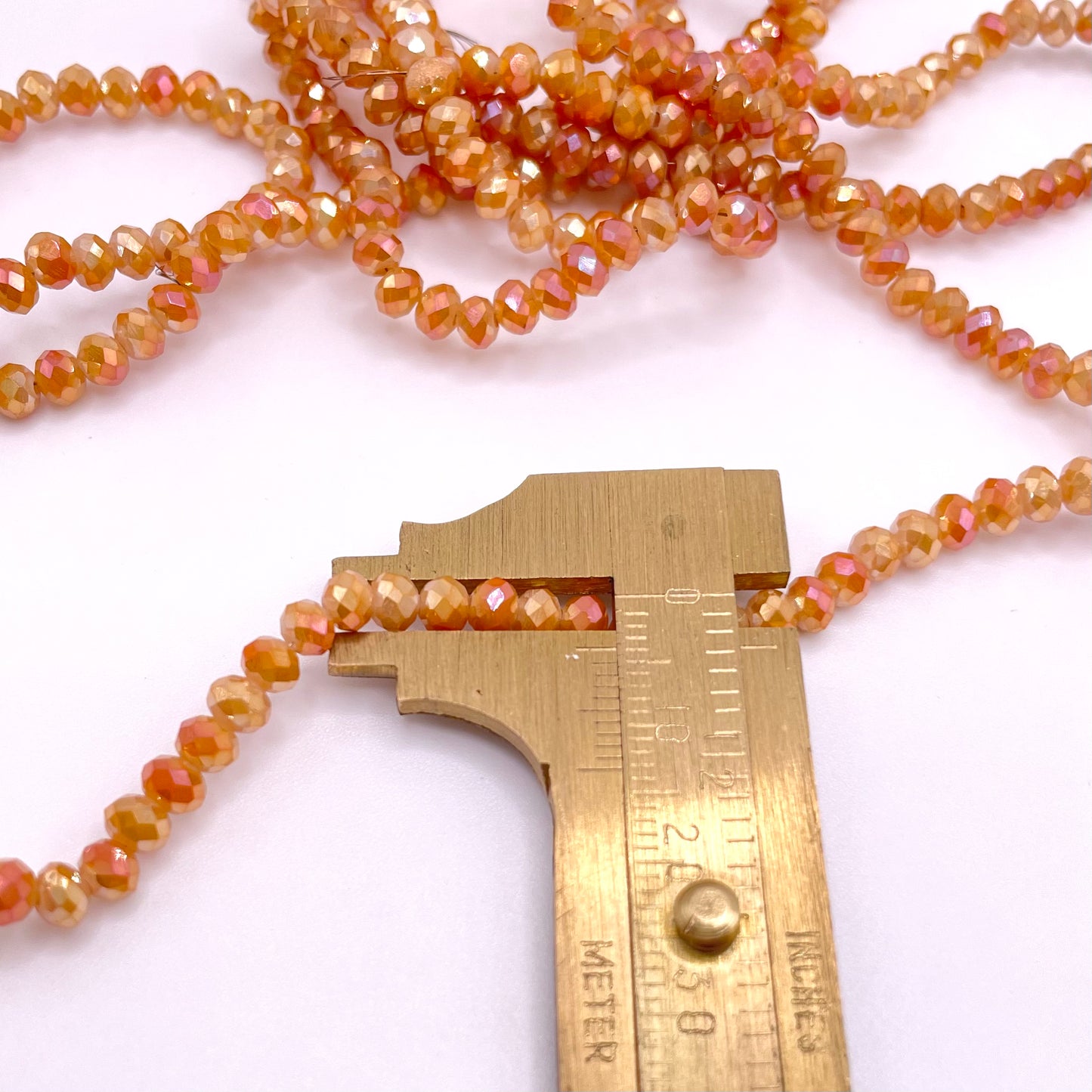 Orange Gold Color Glass Rondelle Beads 4mm