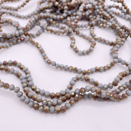 Grey & Gold Brown Glass Rondelle Beads 4mm