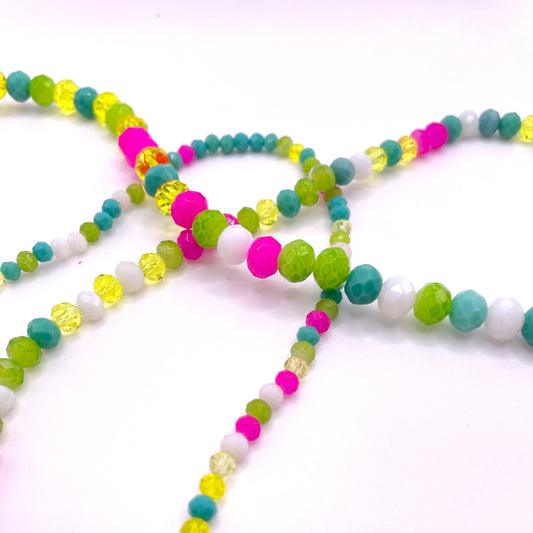 Green Turquoise Fuchsia & White Combined Colors Glass Rondelle Beads 4mm 6mm 8mm