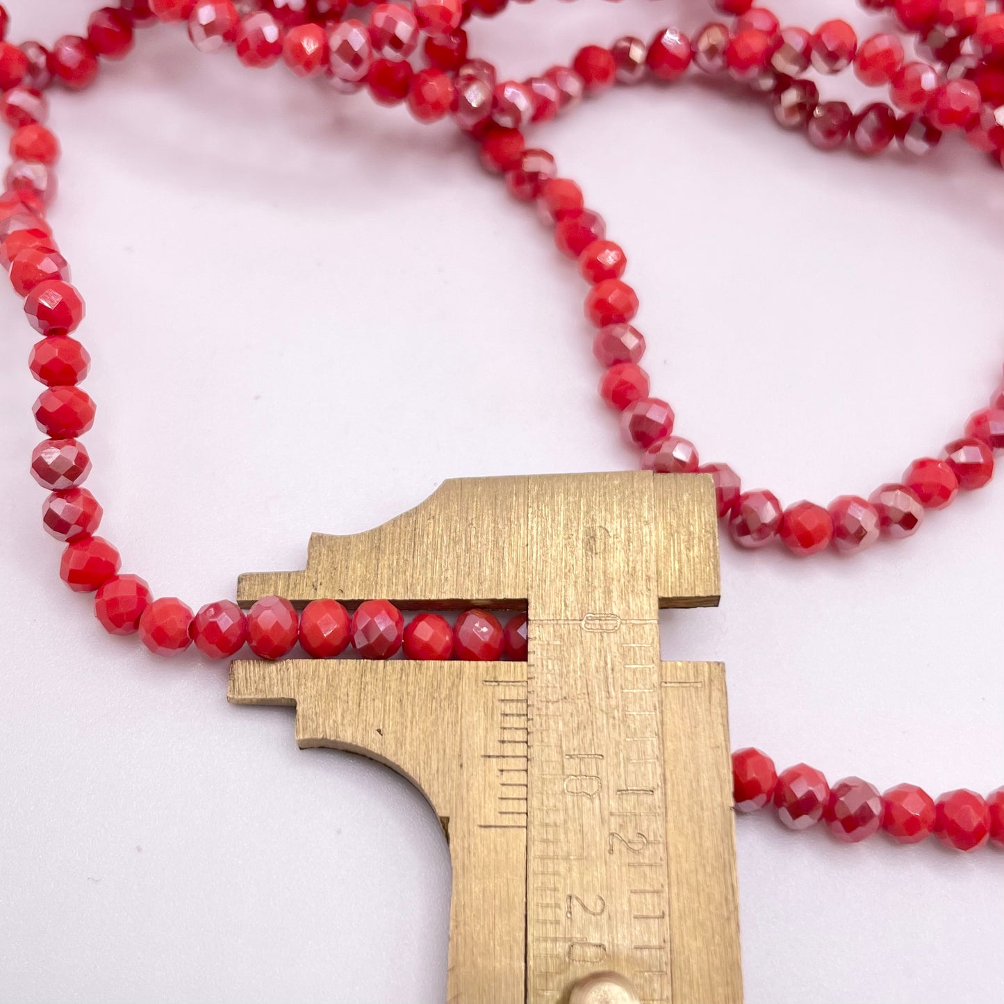 Red With Silver Glass Rondelle Beads 4mm