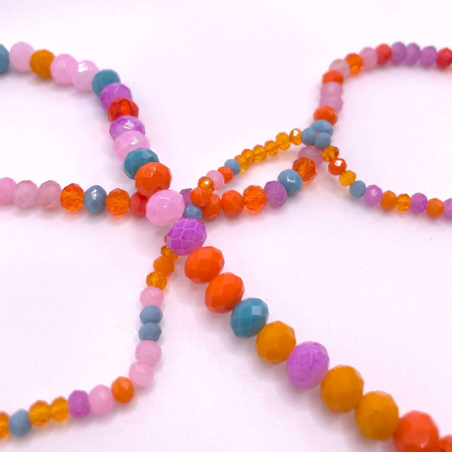 Purple Pink Blue & Orange Combined Colors Glass Rondelle Beads 4mm 6mm 8mm