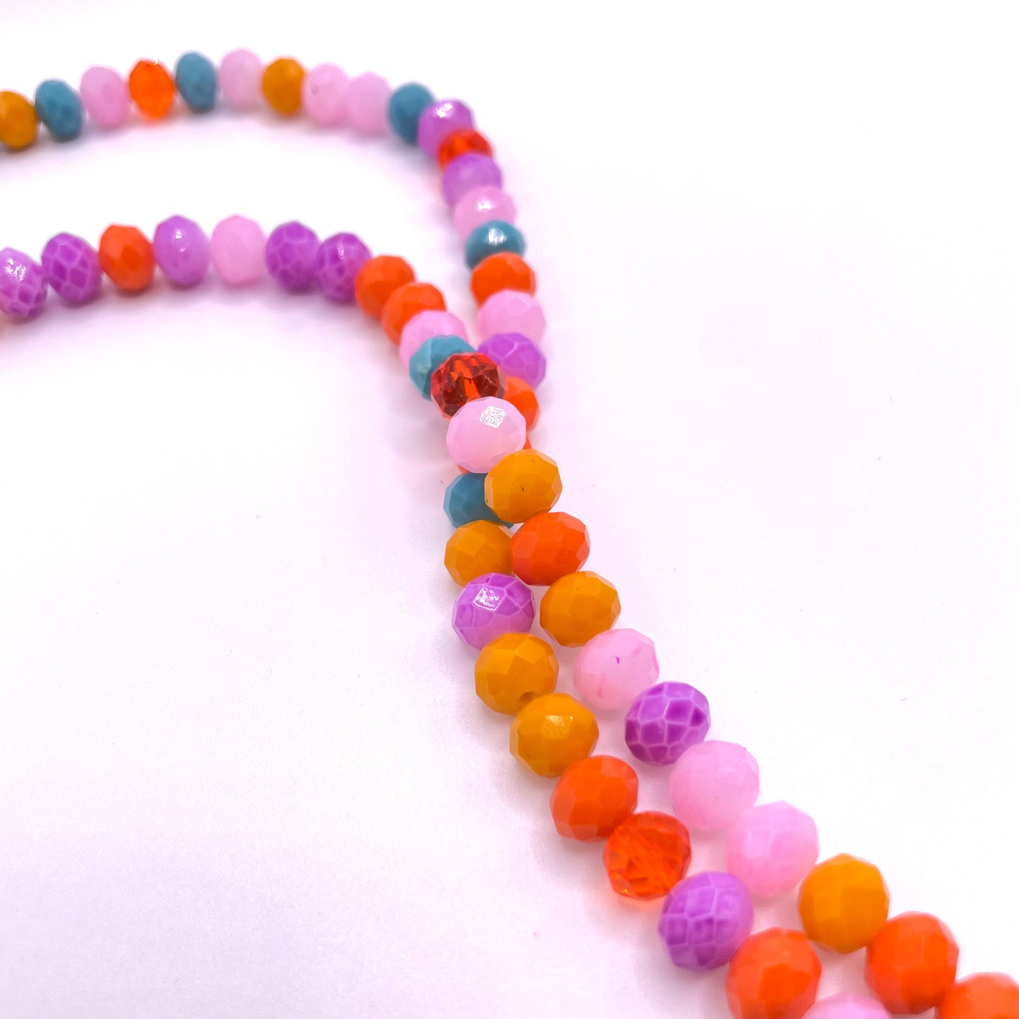 Purple Pink Blue & Orange Combined Colors Glass Rondelle Beads 4mm 6mm 8mm