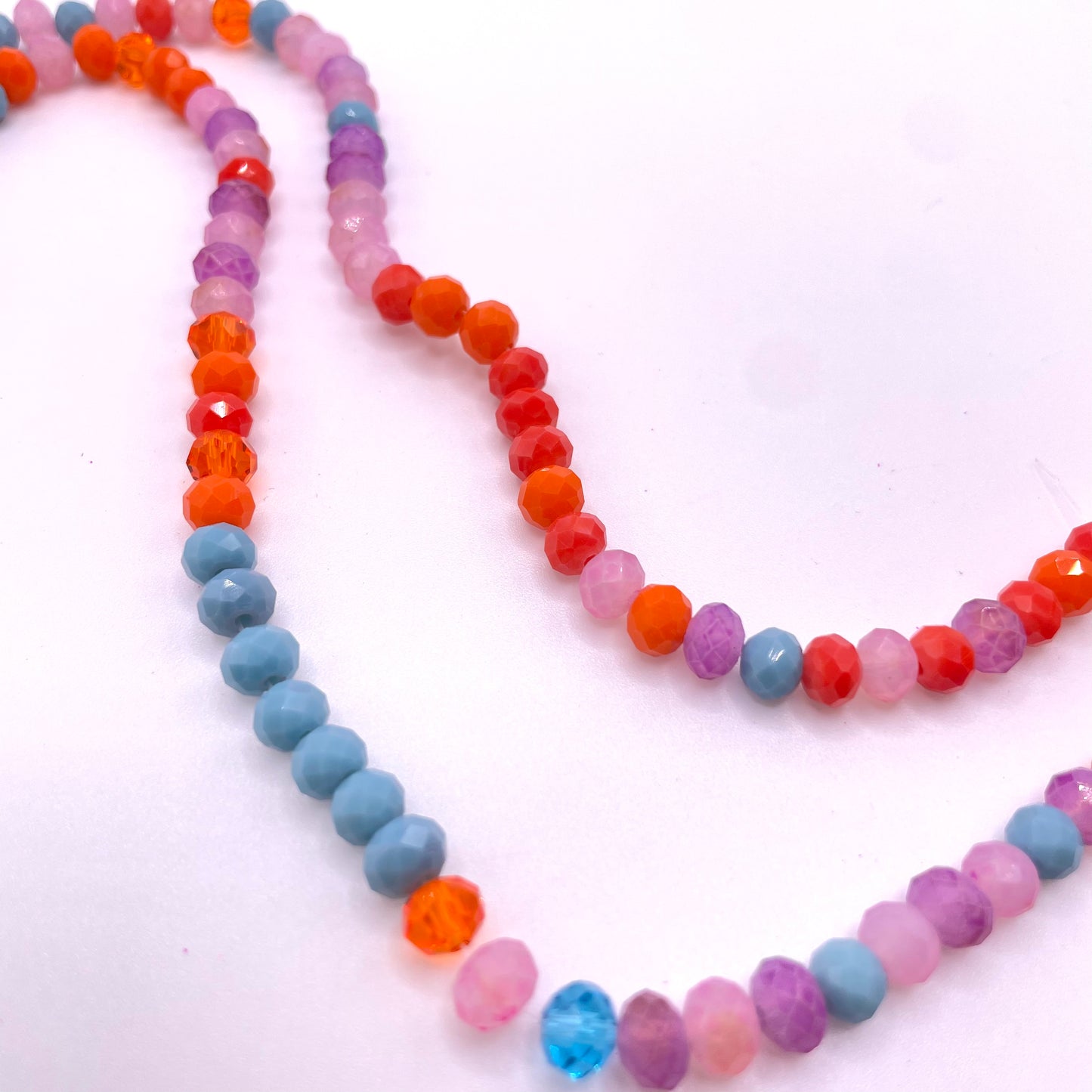 Purple Pink Blue & Orange Combined Colors Glass Rondelle Beads 4mm 6mm 8mm