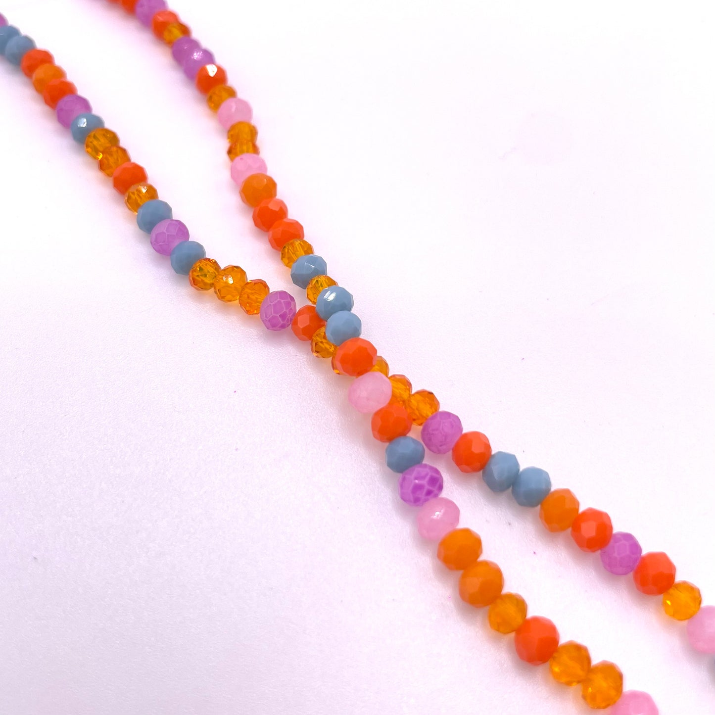 Purple Pink Blue & Orange Combined Colors Glass Rondelle Beads 4mm 6mm 8mm