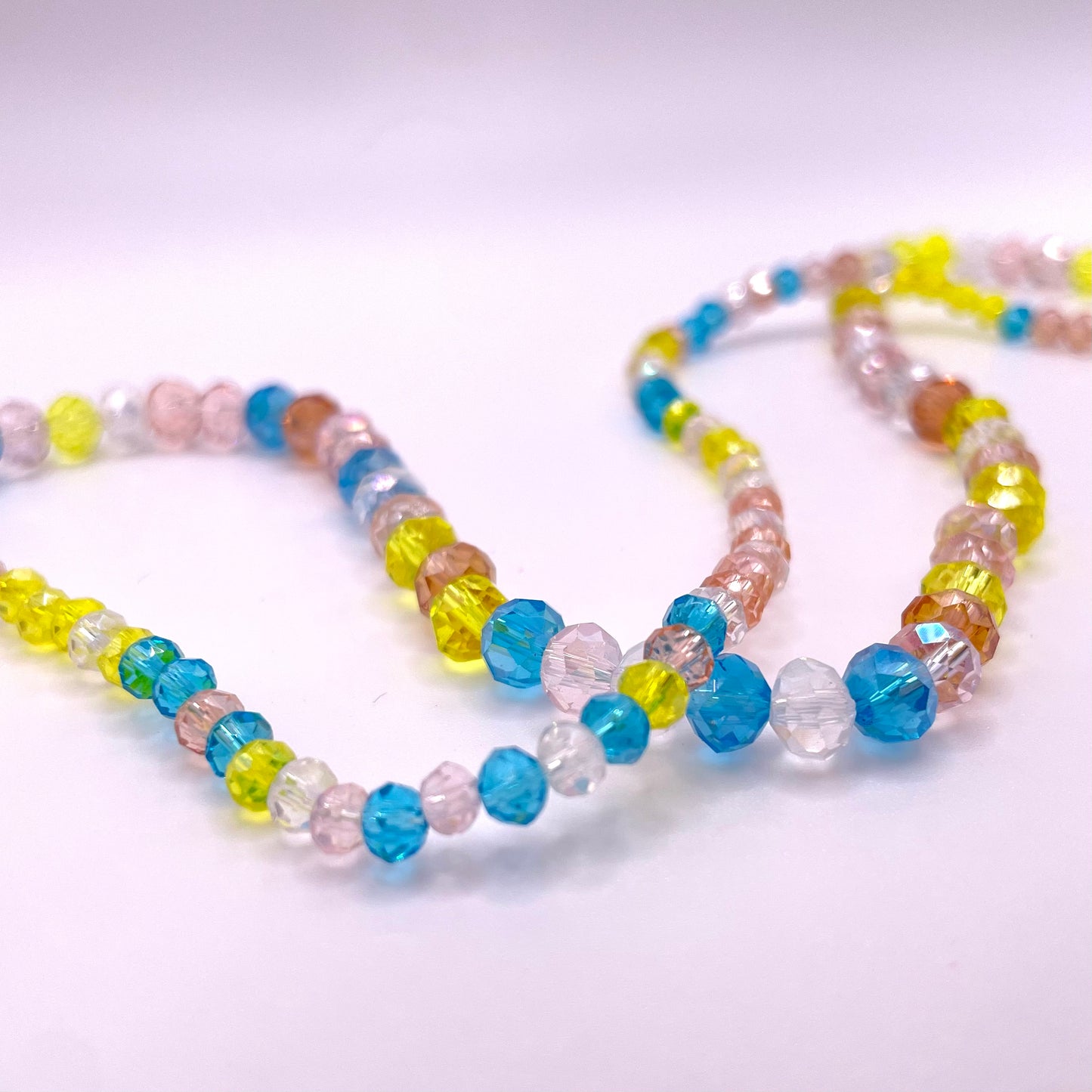 Clear Pink Yellow Blue & Brown Mixed Color Glass Rondelle Beads 4mm 6mm