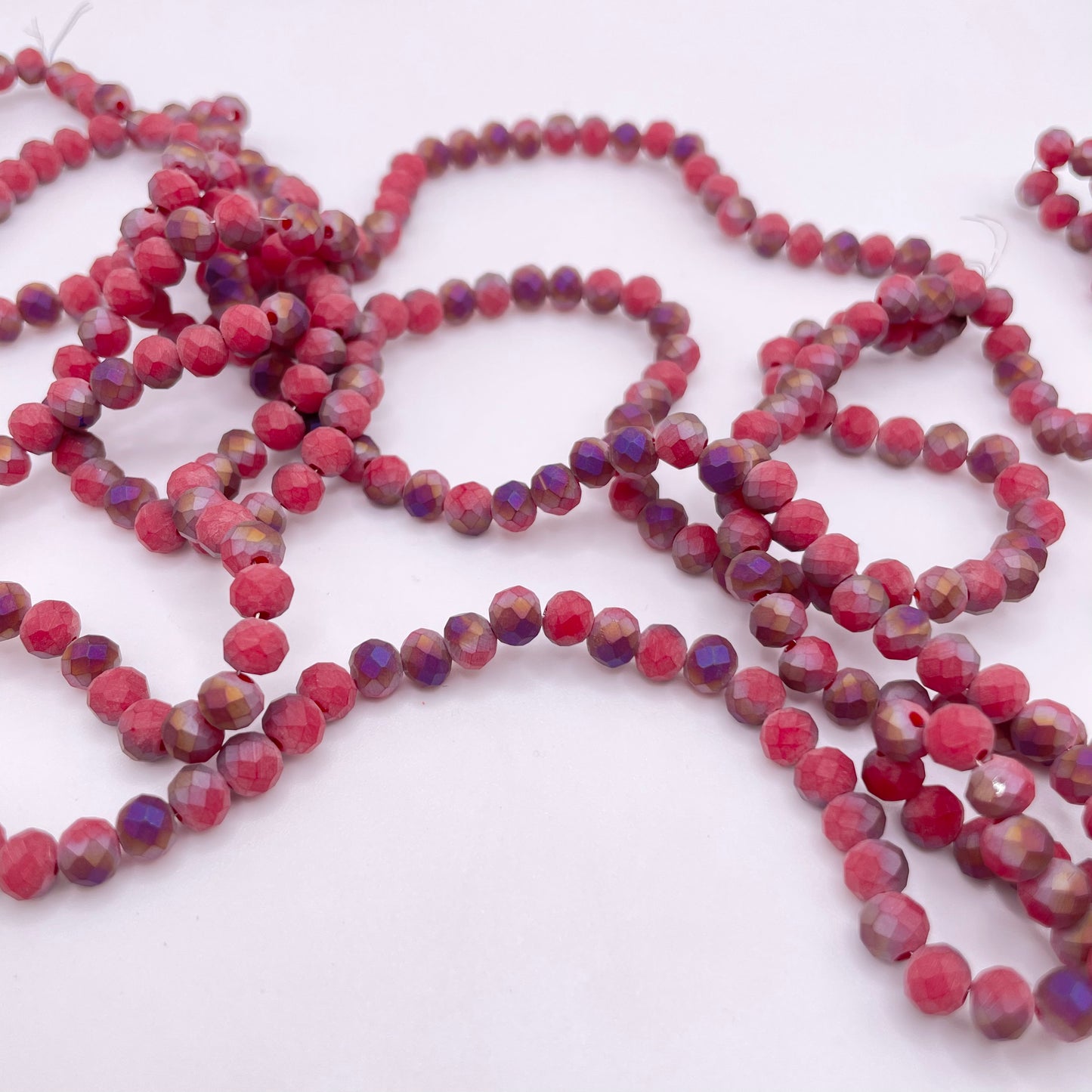 Matte Red With Gold & Purple Specs Glass Rondelle Beads 6mm