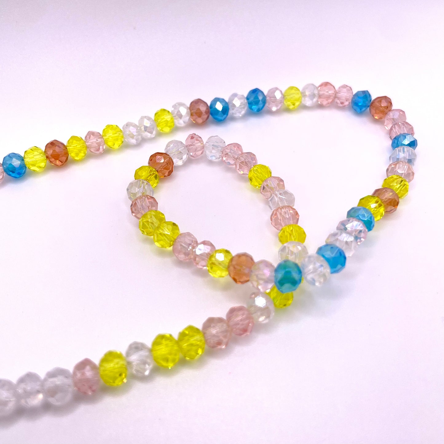 Clear Pink Yellow Blue & Brown Mixed Color Glass Rondelle Beads 4mm 6mm