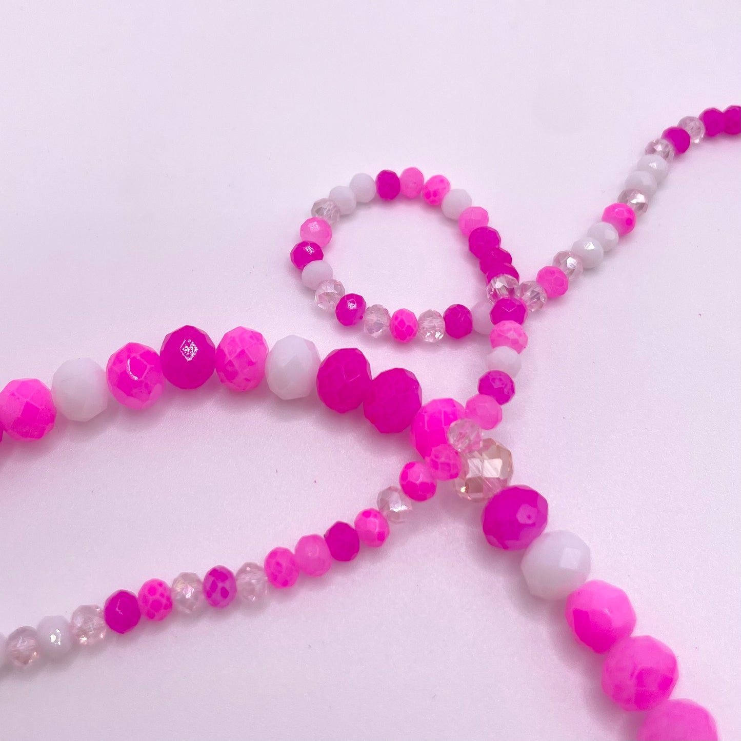 White & Pink Shades Mixed Color Glass Rondelle Beads 4mm 6mm 8mm