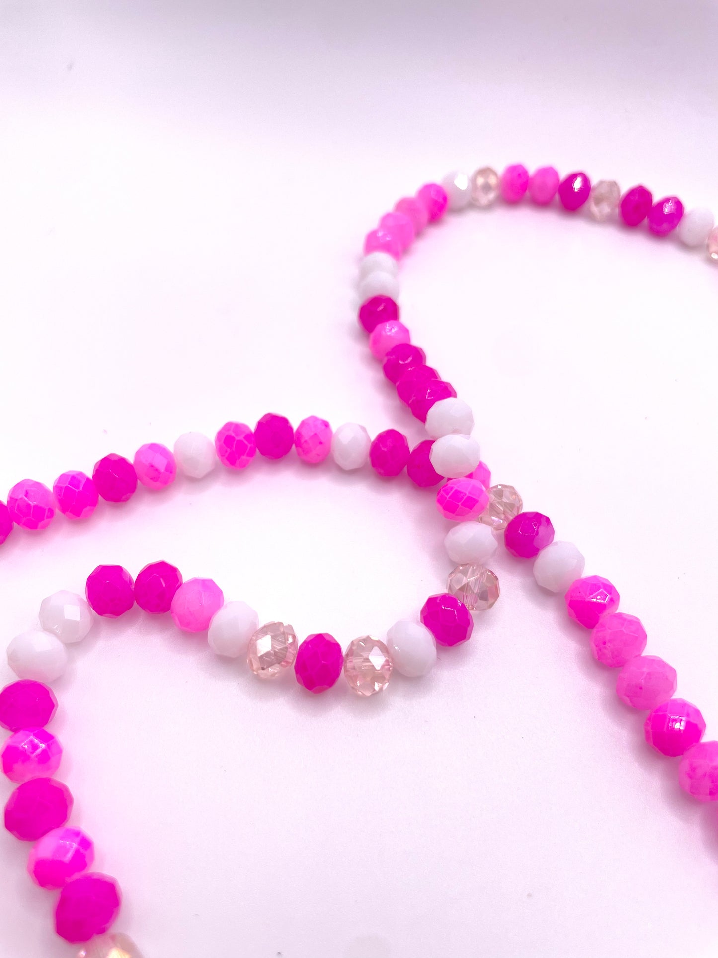 White & Pink Shades Mixed Color Glass Rondelle Beads 4mm 6mm 8mm