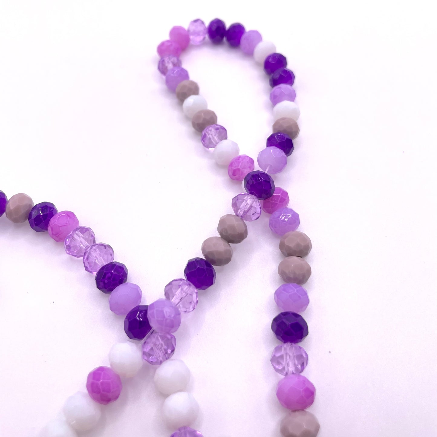 Purple & White Shades Mixed Color Glass Rondelle Beads 4mm 6mm 8mm