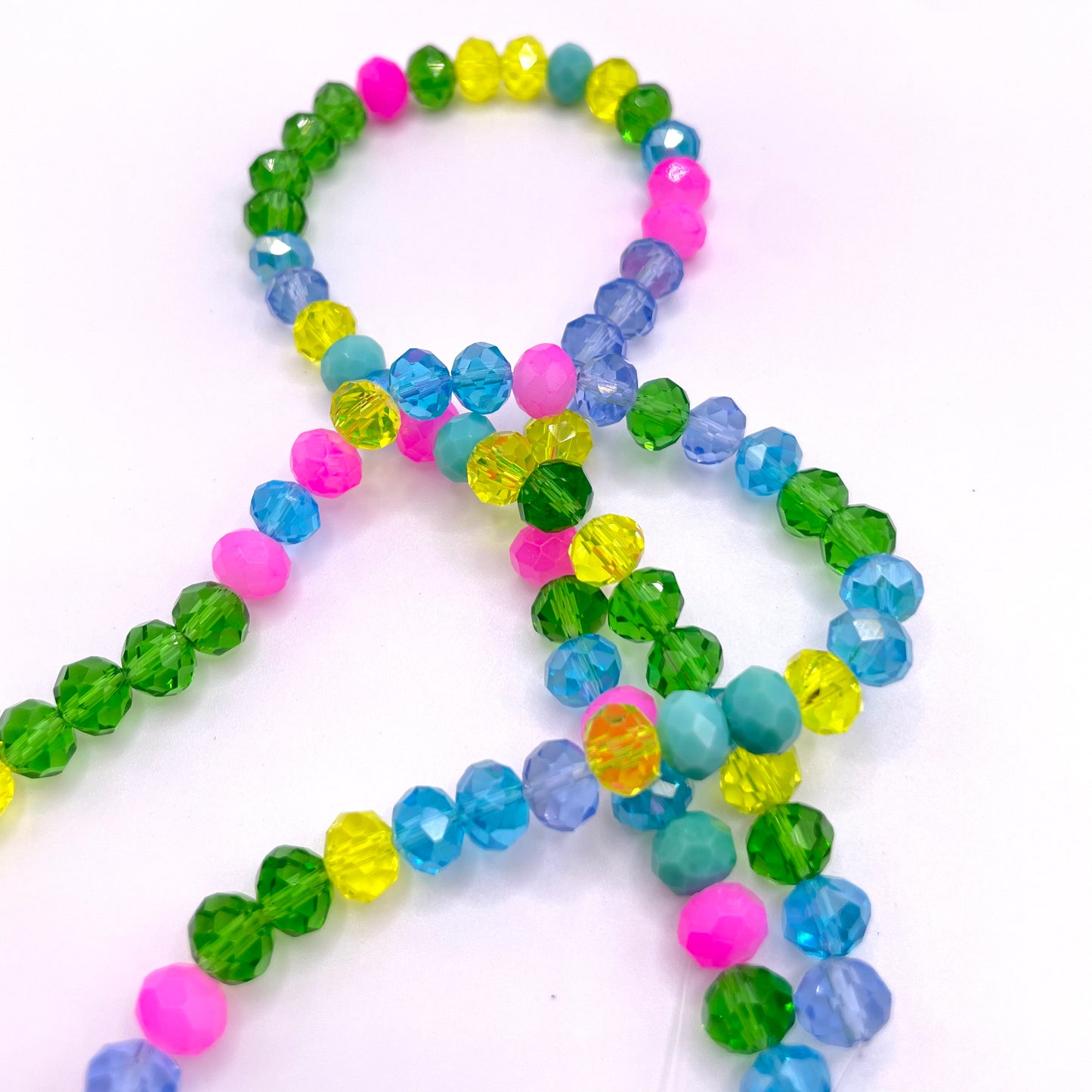 Green Blue Yellow & Pink Mixed Color Glass Rondelle Beads 4mm 6mm 8mm