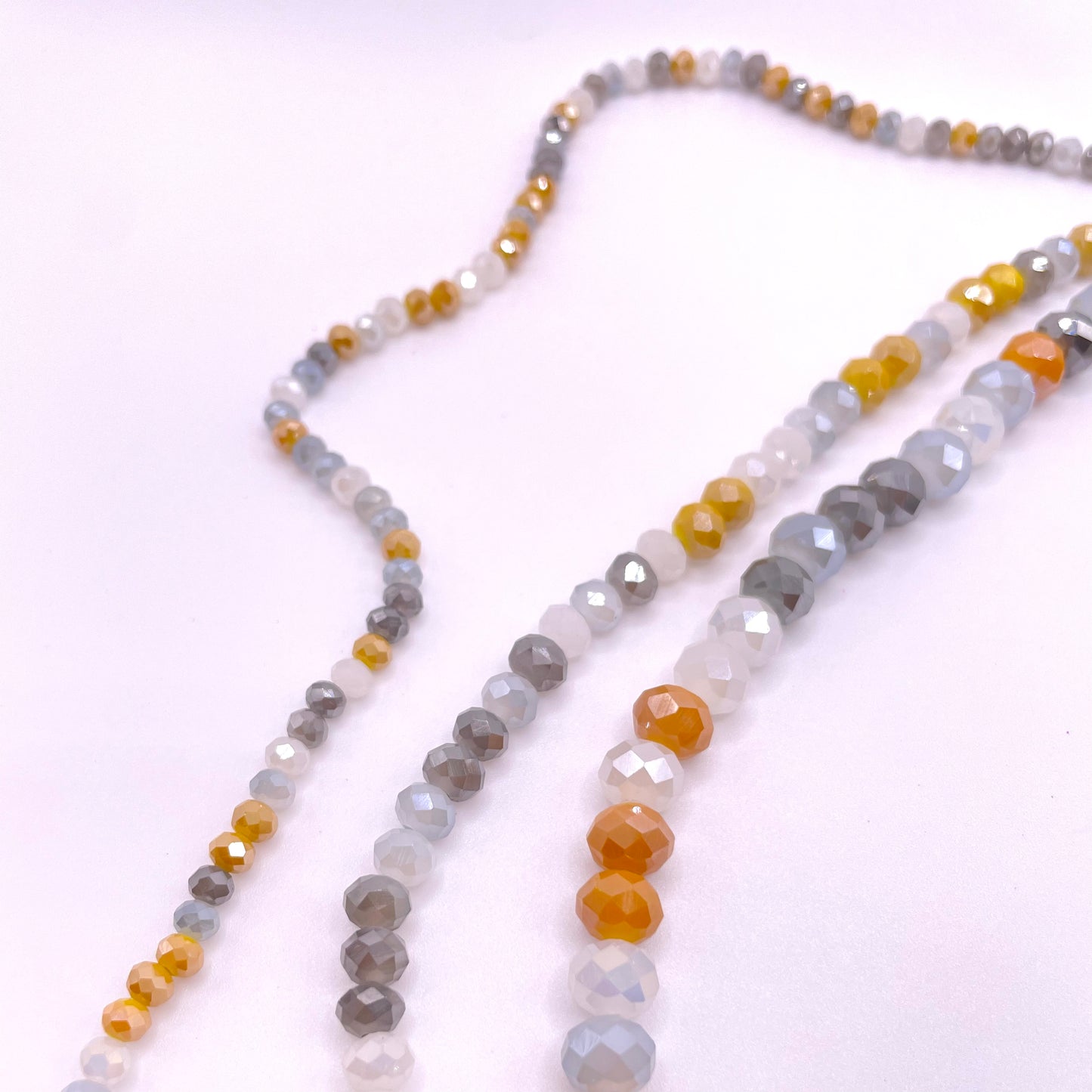 Grey White & Yellow Mixed Color Glass Rondelle Beads 4mm 6mm 8mm