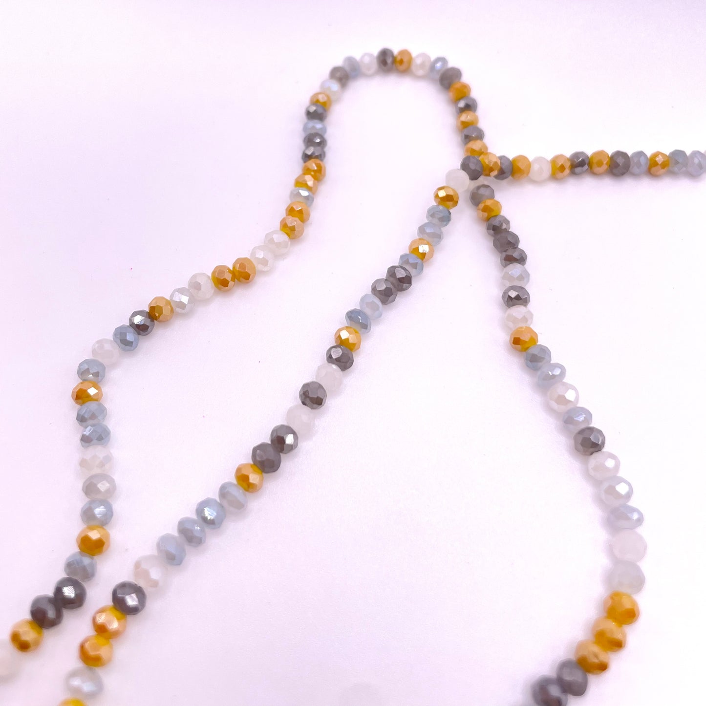 Grey White & Yellow Mixed Color Glass Rondelle Beads 4mm 6mm 8mm