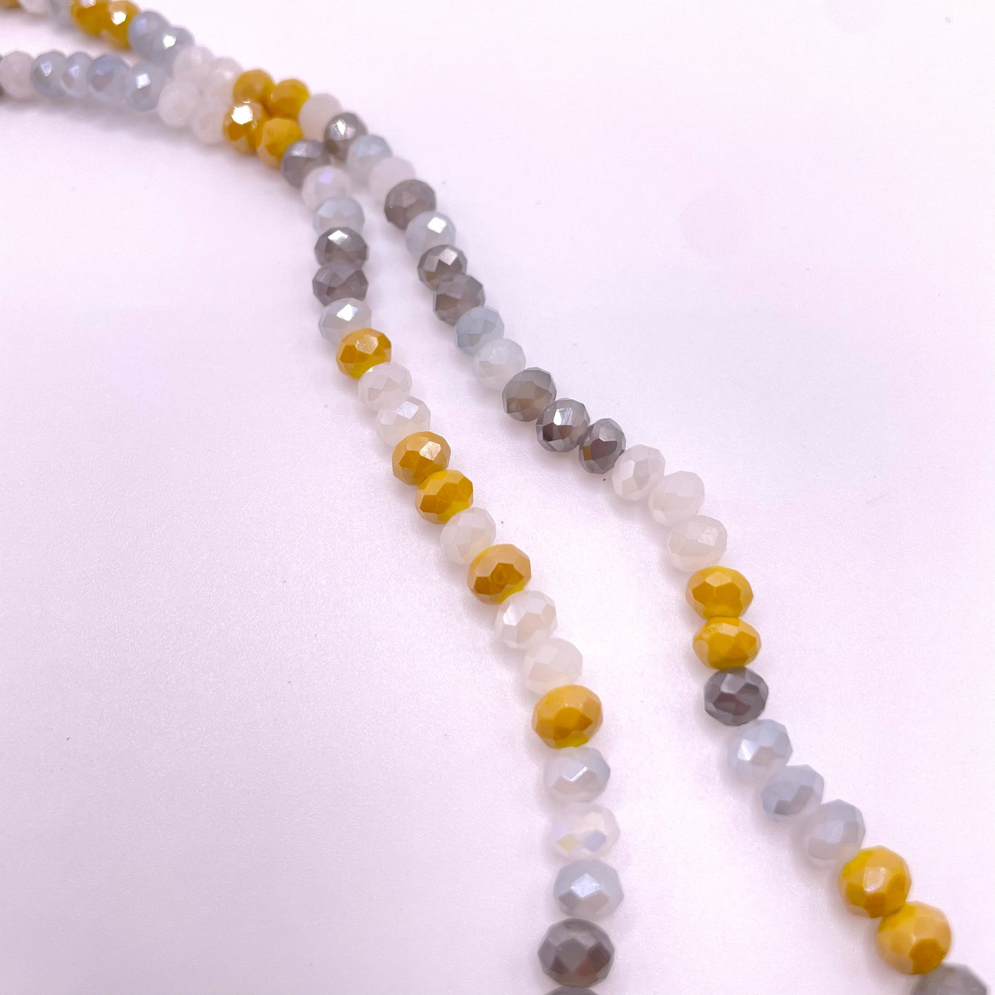 Grey White & Yellow Mixed Color Glass Rondelle Beads 4mm 6mm 8mm