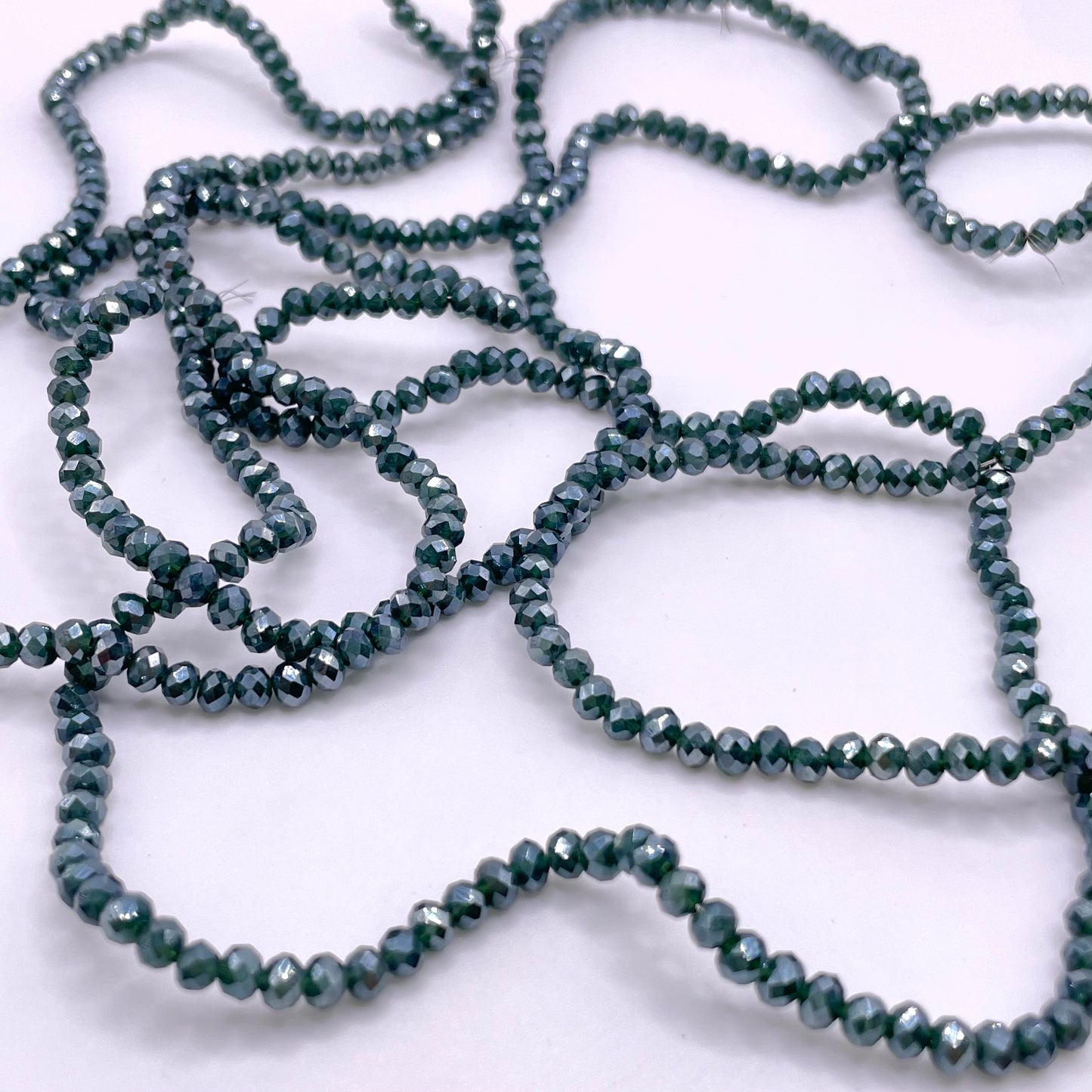 Dark Green Glass Rondelle Beads 4mm 8mm