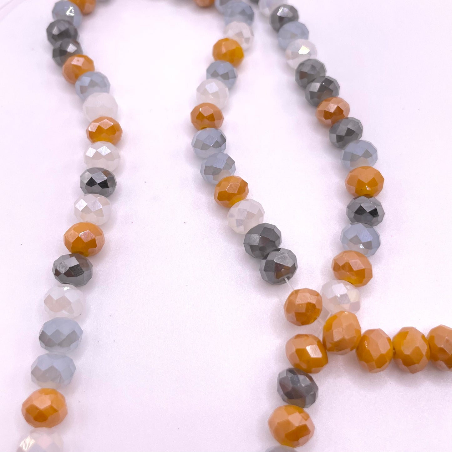 Grey White & Yellow Mixed Color Glass Rondelle Beads 4mm 6mm 8mm