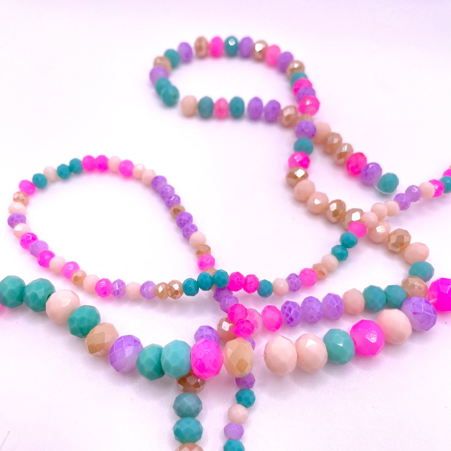 Pink Turquoise & Purple Mixed Color Glass Rondelle Beads 4mm 6mm 8mm