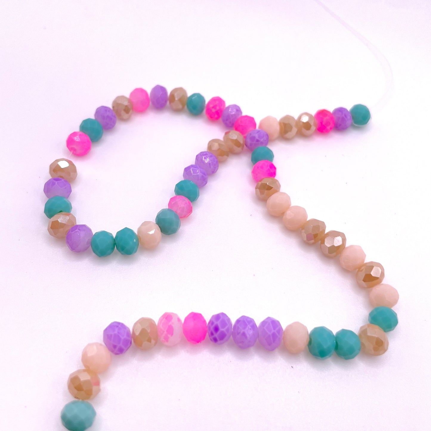 Pink Turquoise & Purple Mixed Color Glass Rondelle Beads 4mm 6mm 8mm