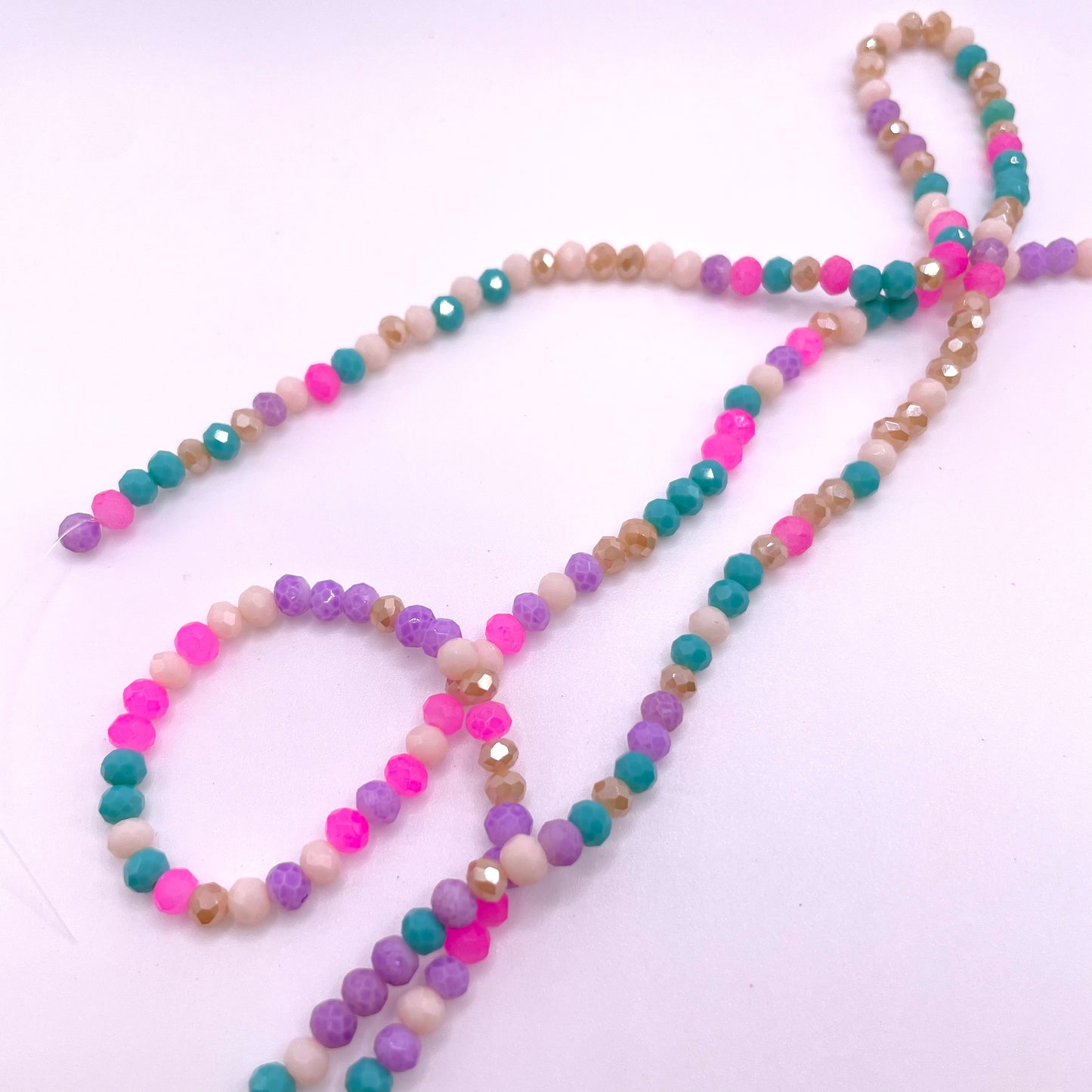 Pink Turquoise & Purple Mixed Color Glass Rondelle Beads 4mm 6mm 8mm