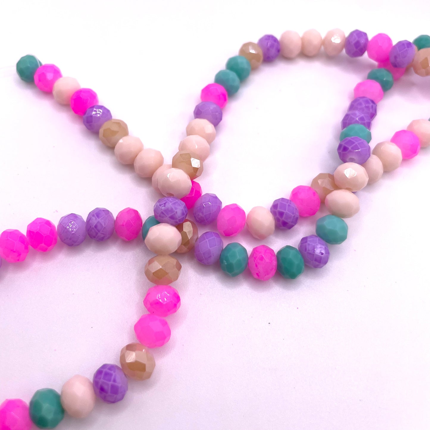 Pink Turquoise & Purple Mixed Color Glass Rondelle Beads 4mm 6mm 8mm