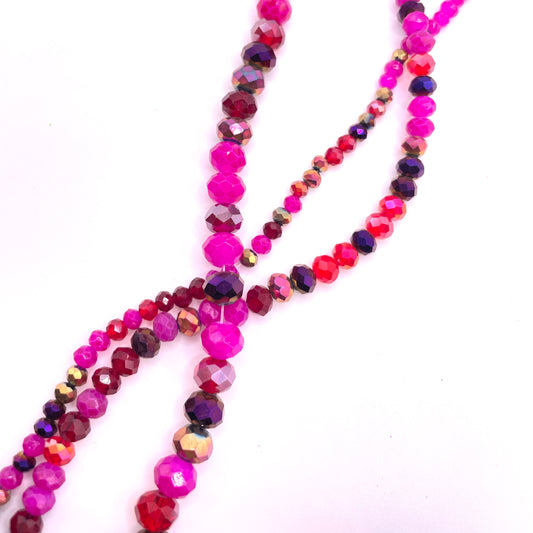 Fuchsia Shades Glass Rondelle Beads 4mm 6mm 8mm