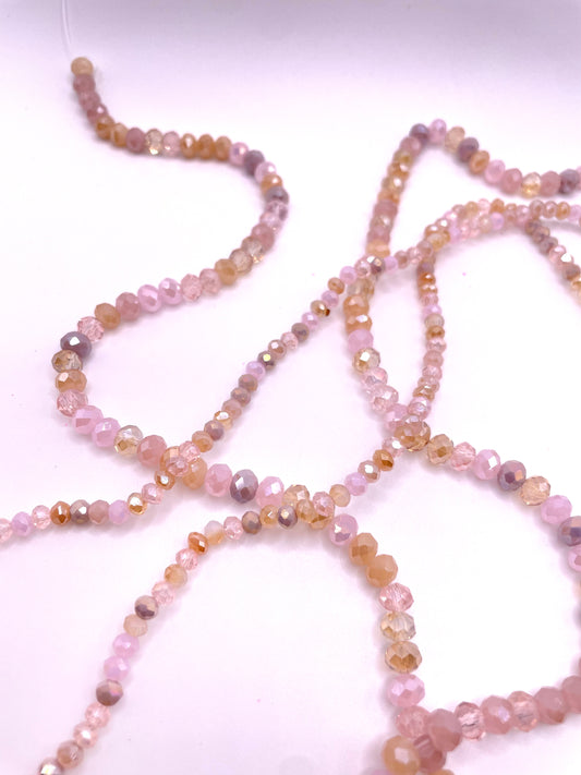 Rose Gold Shades Mixed Colors Glass Rondelle Beads 4mm 6mm