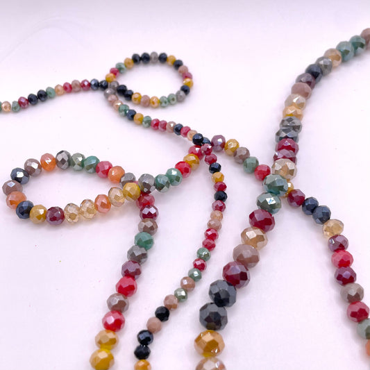 Mixed Dark Solid Colors Glass Rondelle Beads 4mm 6mm 8mm