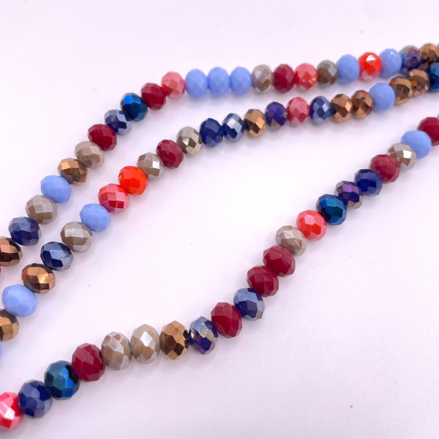 Metallic Mixed Colors Glass Rondelle Beads 4mm 6mm 8mm